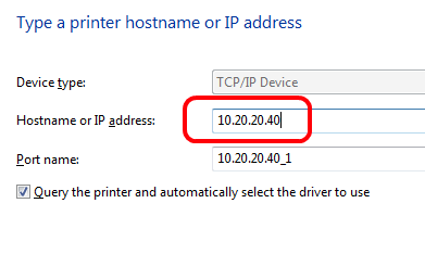 Printer IP Address Information